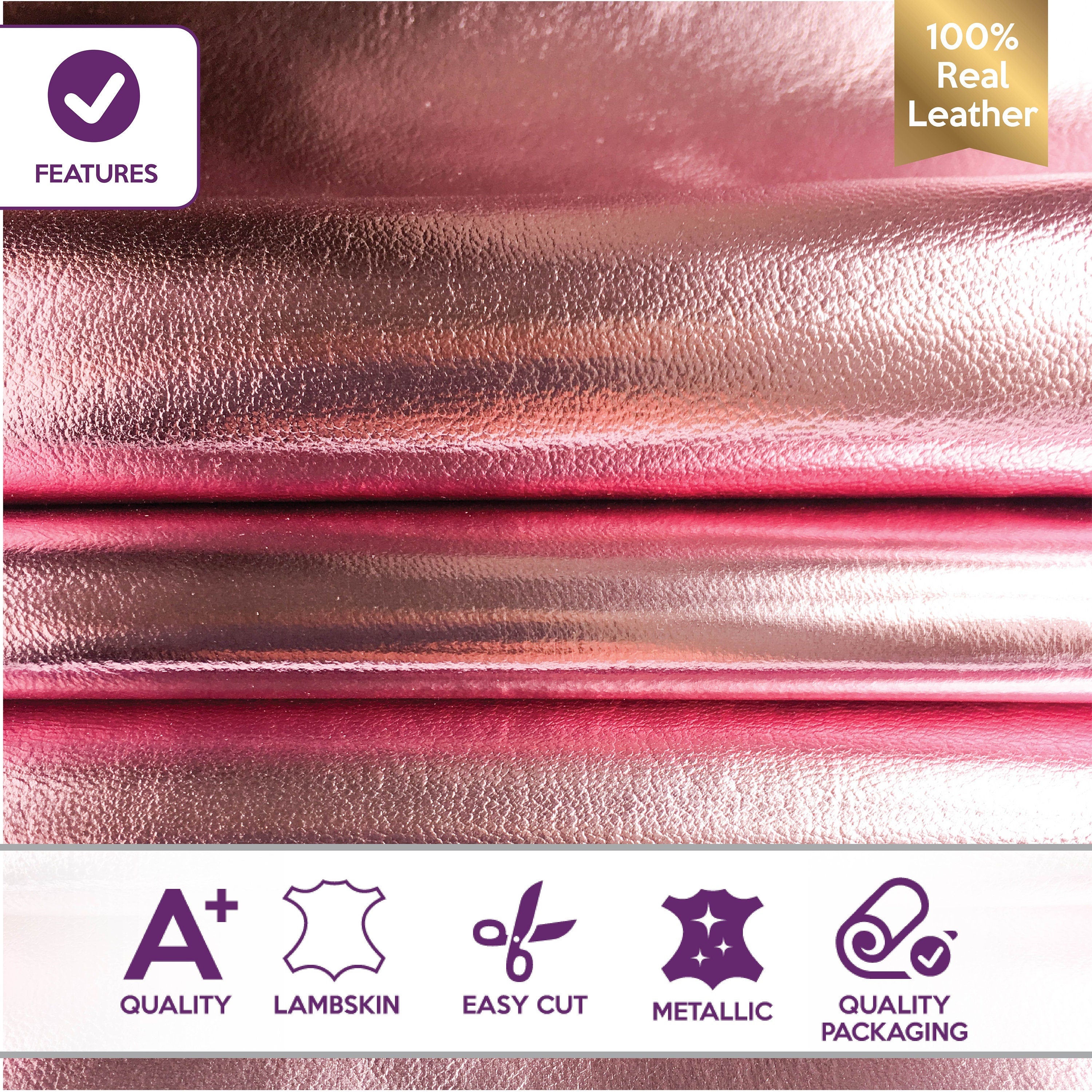 Pink Metallic Lambskin Sheet 0.8-0.9mm/2-2.25oz / ROSE QUARTZ 583
