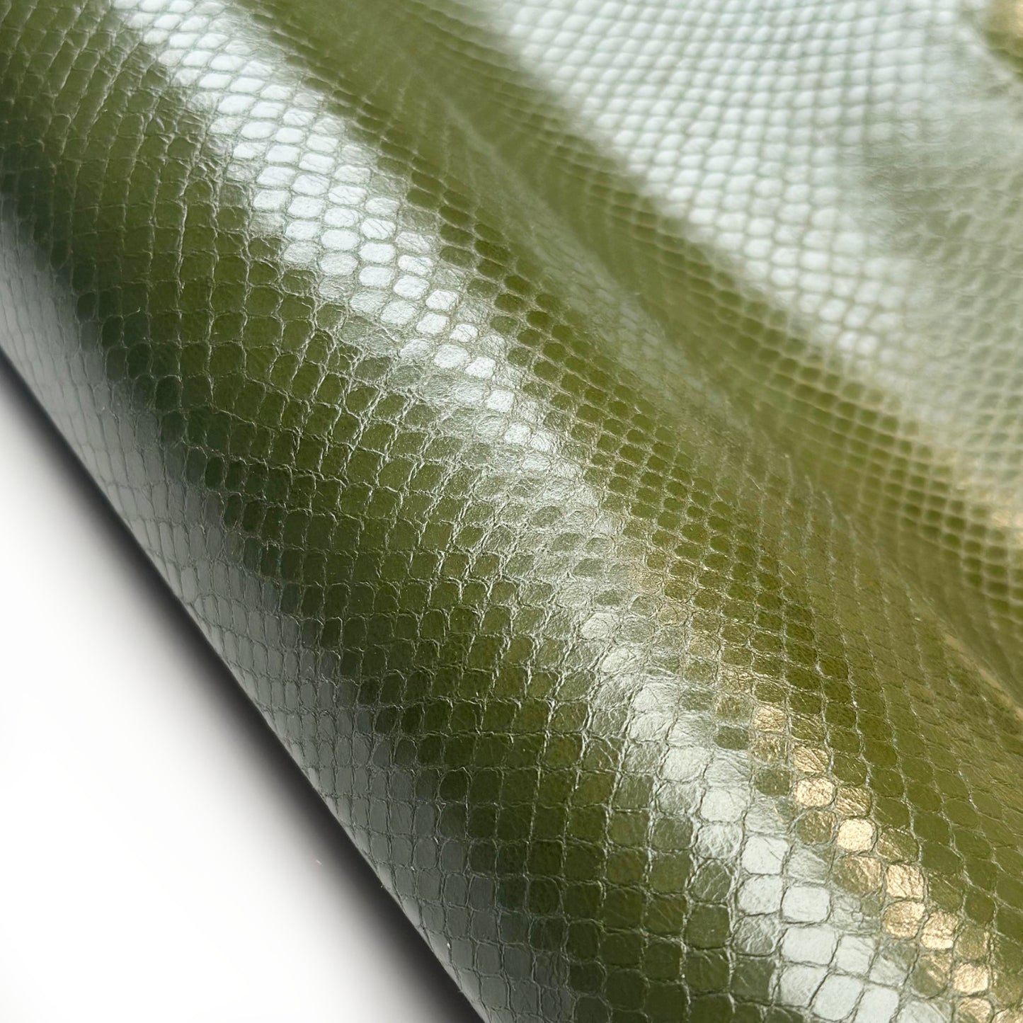 Olive Green Lambskin Leather With Embossed Snakeskin Print 0.7mm/1.75oz OLIVE SNAKE 1595