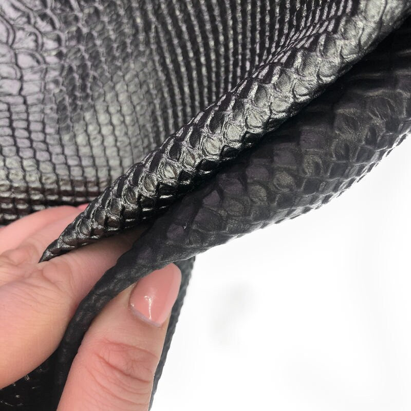 Dark Silver Snake Print Lambskin Leather 0.8mm/2oz / DARK SILVER SNAKE 893