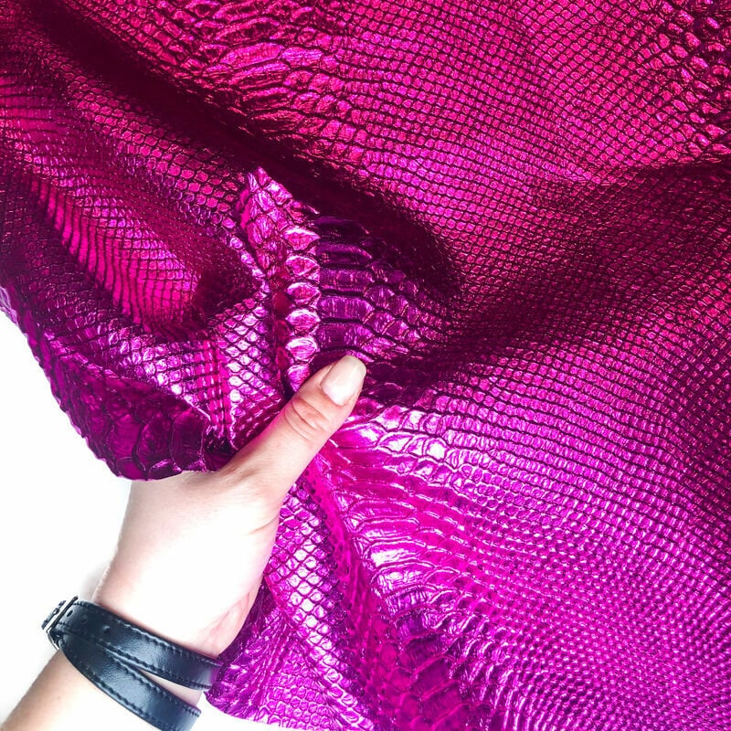 Fuchsia Metallic Lambskin Hides With Snake Prin FUCHSIA SNAKE 1034 0.7mm/1.75oz