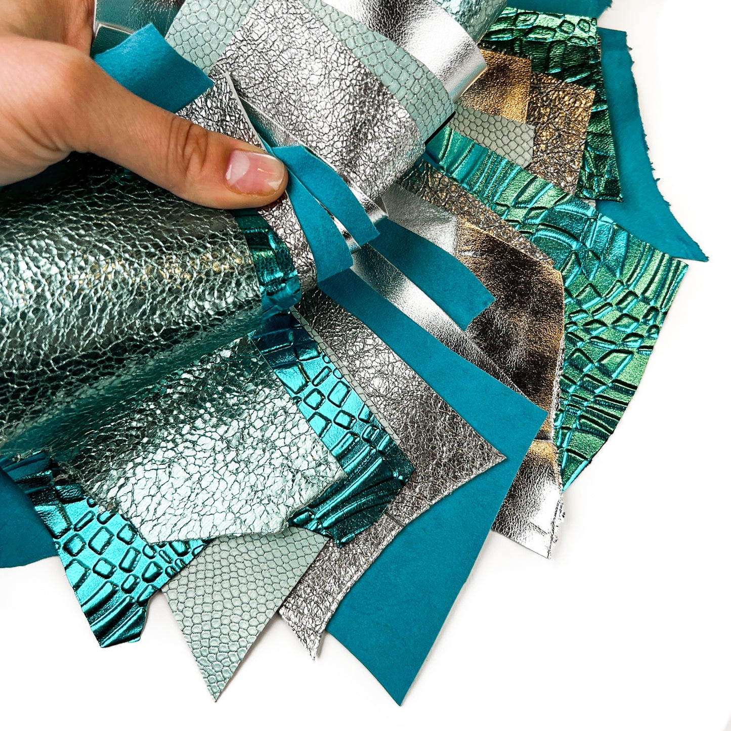 Metallic Scraps - Blue And Silver With Texture 0.7-1mm/1.75-2.5oz SILVER SEA