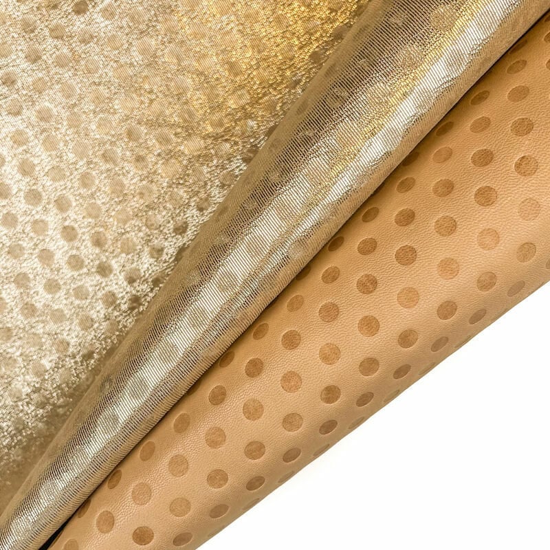 Shiny Light Gold Dotted Print Lambskin 1.0mm/2.5oz / GOLD DOTS 1363
