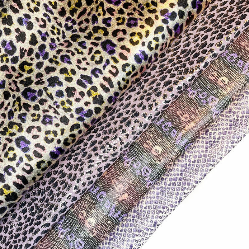 Purple Lambskin Hides 0.7-1.0mm/1.75-2.5oz / LAVENDER PRINT MIX 1364
