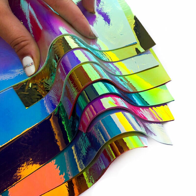 Holographic Lambskin Scrap Mix Colorful DIY Fabric For Accessories