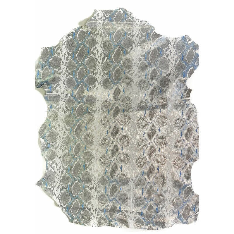 White Snake Print Lambskin With Silver And Blue 0.9mm/2.25oz / ONTARIO SNAKE 1091