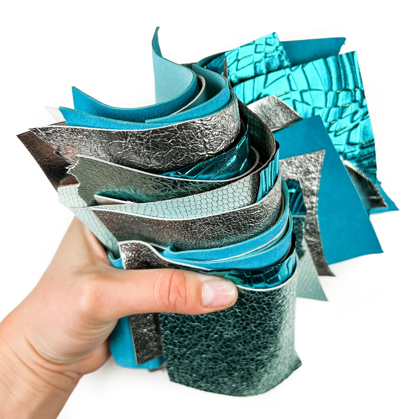 Metallic Scraps - Blue And Silver With Texture 0.7-1mm/1.75-2.5oz SILVER SEA