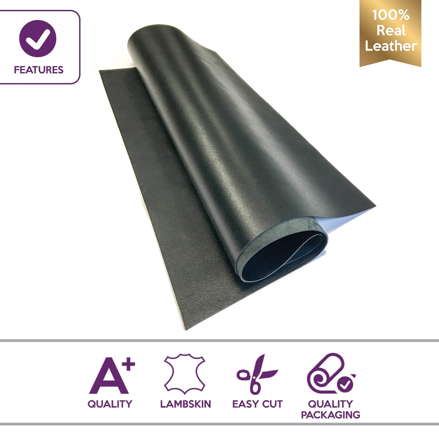 Black Lambskin Sheets 2.25oz/0.7mm / BLACK SHEEP 674