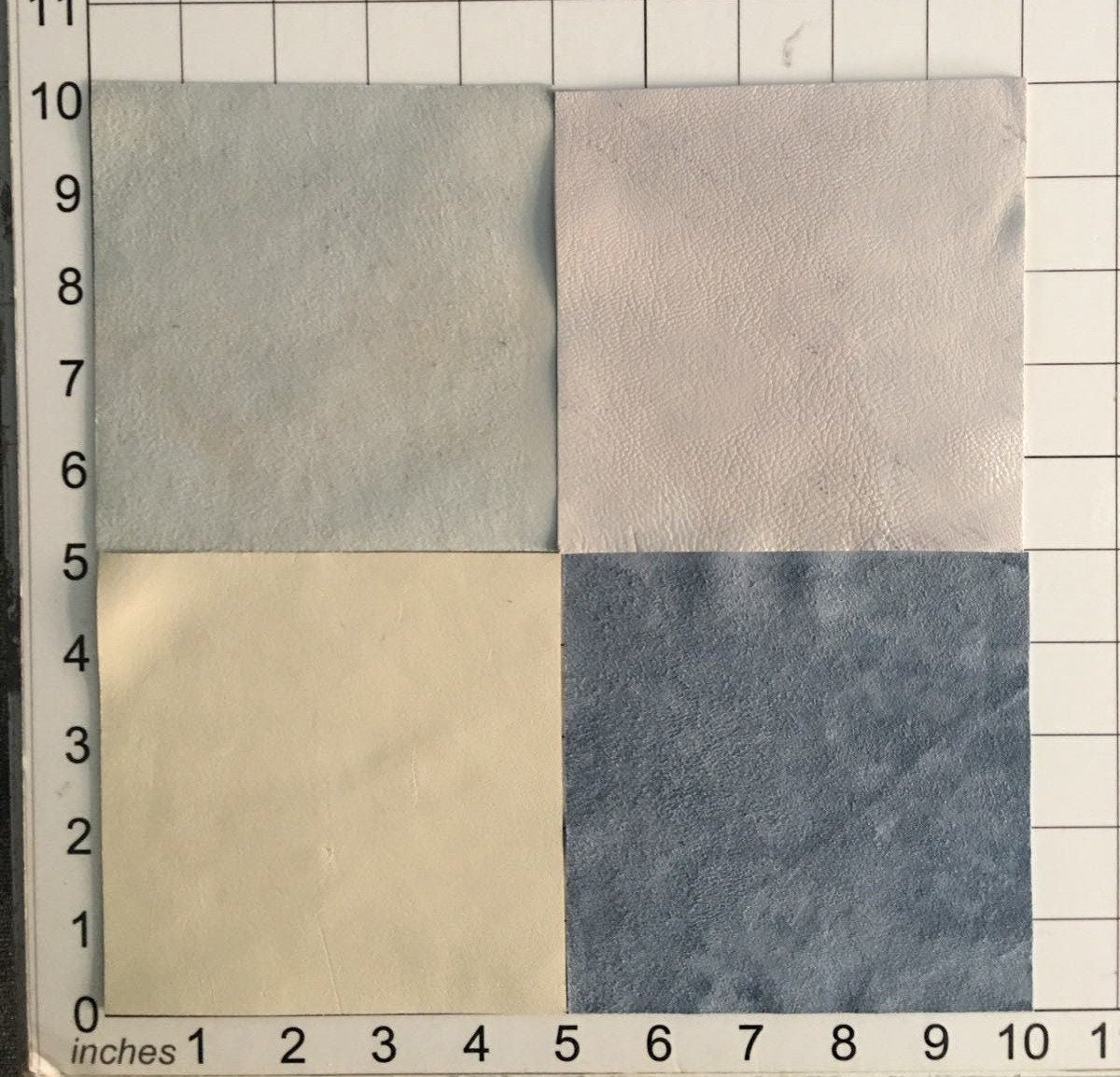 Blue, Gray Mix 5x5in Leather Scrap 4 pcs Meatllic Silver, Sude