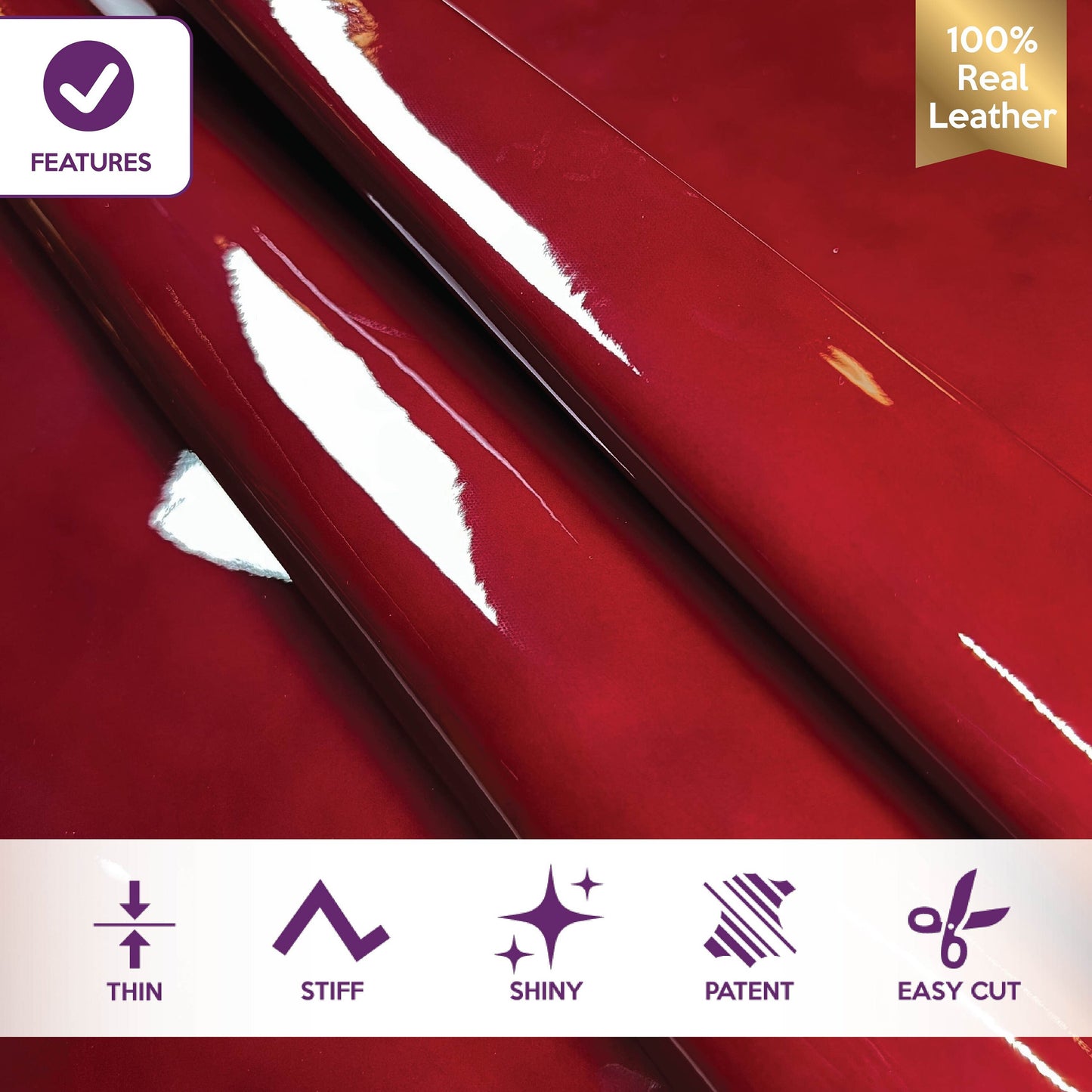 Dark Red Patent Lambskin Thin 0.6mm/1.5oz / RHUBARB PATENT 1403