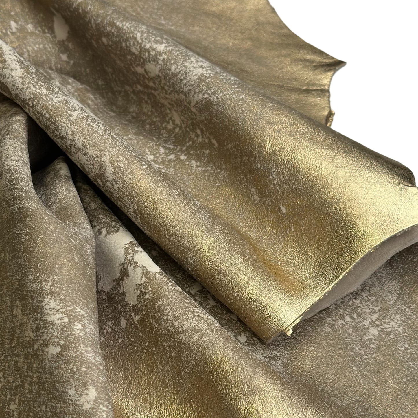 Metallic Gold Lambskin With Light Beige Undertones And A Vintage, Distressed Look 1.2-1.3mm//3-3.25oz