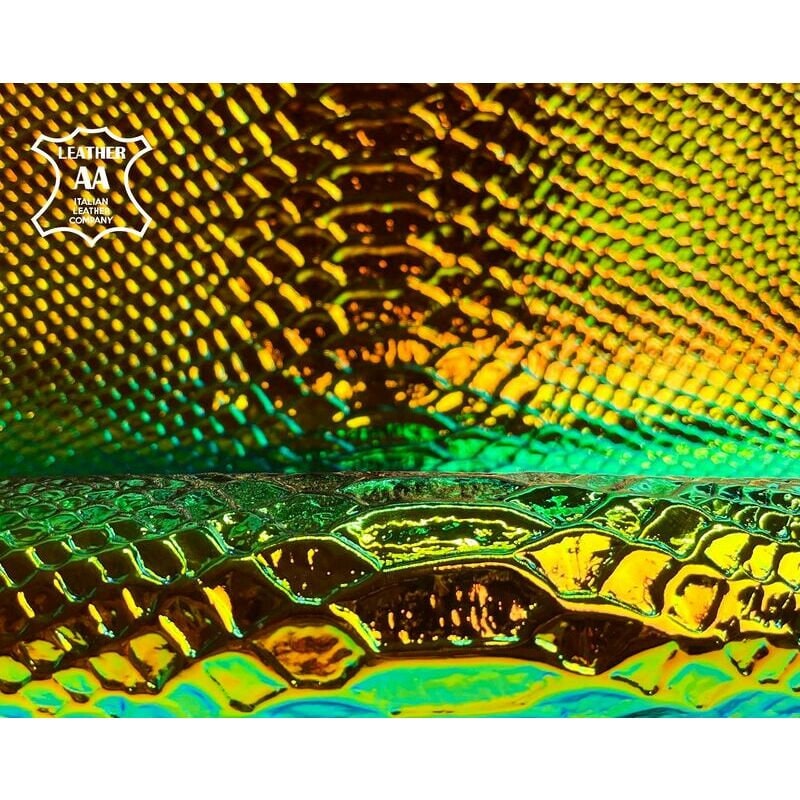 Metallic Hologram Lambskin With Snake Print Dark HOLO SNAKE 1378 / 0.6mm/1.5oz