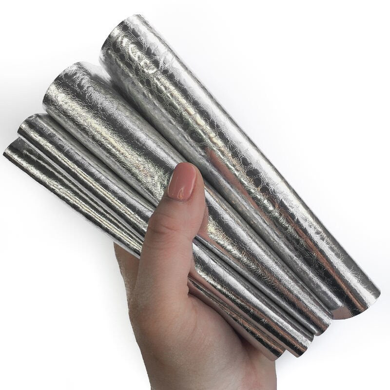Silver Lambskin Sheets With Print 0.8mm/2oz / SILVER LEOPARD 765