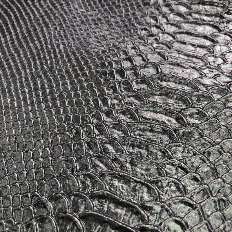 Dark Silver Snake Print Lambskin Leather 0.8mm/2oz / DARK SILVER SNAKE 893