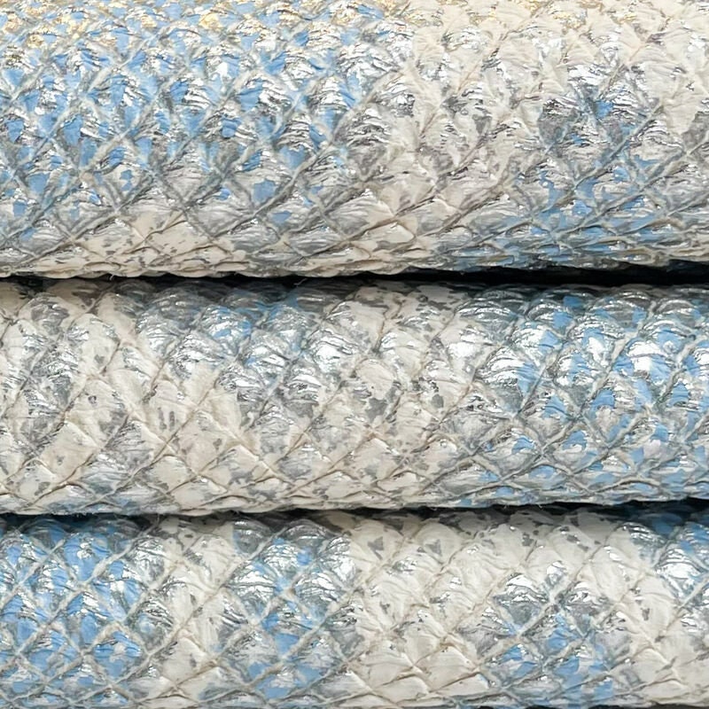 Light Blue Snakesnake Print Lambskin 1.0mm/2.5 oz / SKY SNAKE 1381