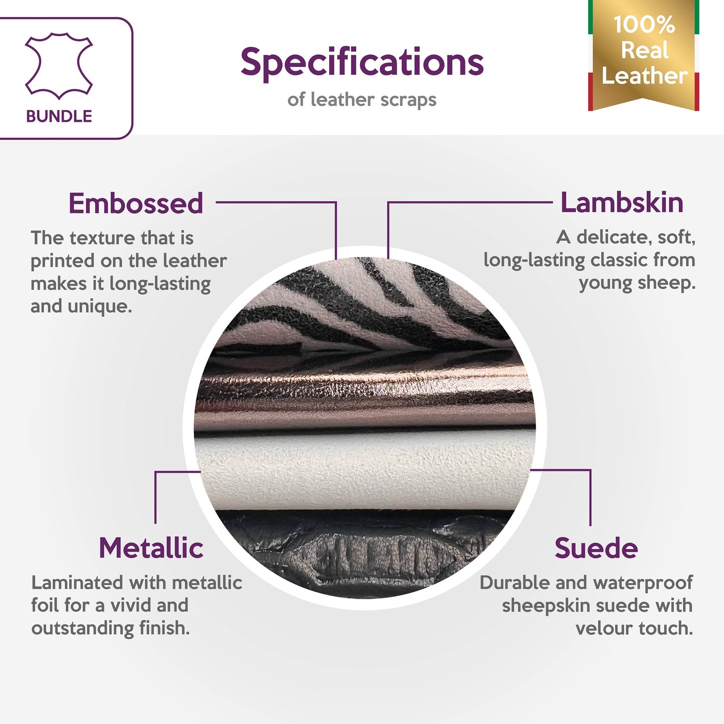 Zebra Natural Tone Off White Suede Snake Animal Embossing Bundle of 4