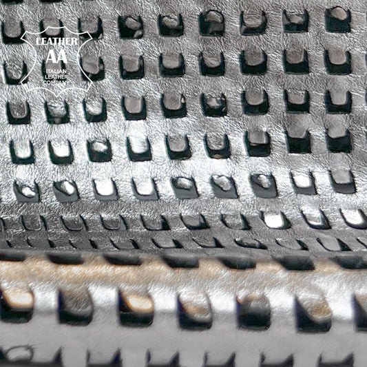 Dark Silver Metallic Lambskin With Perforated Laser-Cut 0.9mm/2.25oz DARK LASER 1522