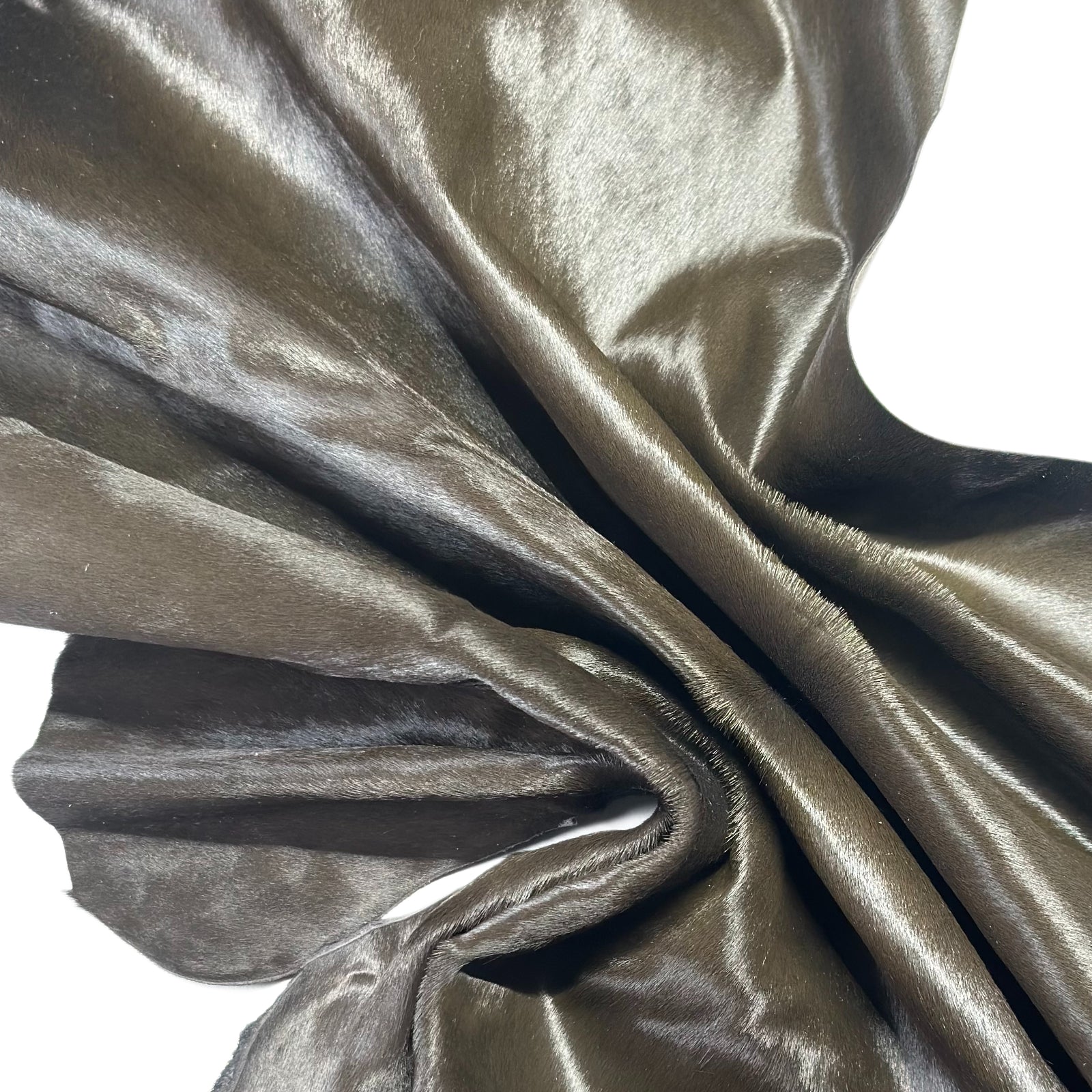 Dark Khaki Pony Hair Real Leather Hair-On Leather 0.7-0.8mm (1.75-2oz)