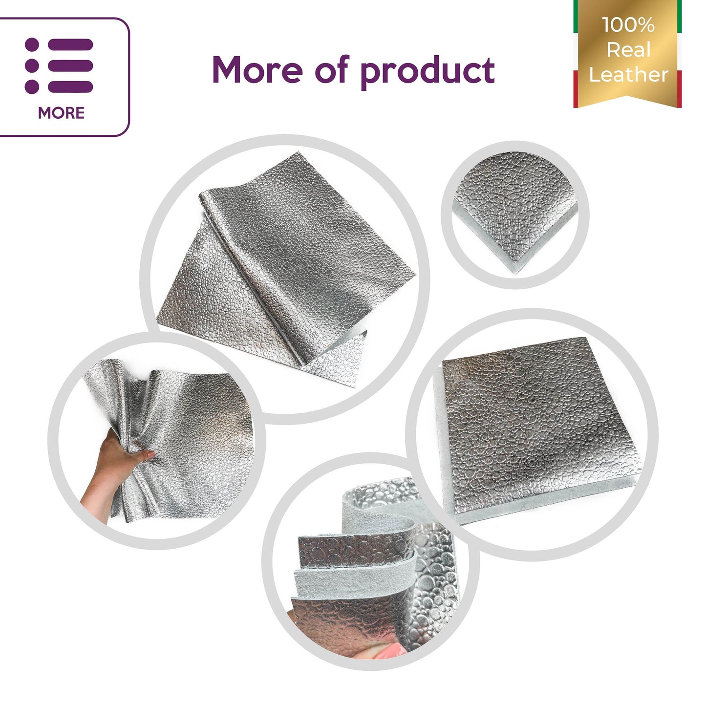 Metallic Silver Lambskin Sheets With Print 1.0mm/2.5oz / SILVER DROPS 1194