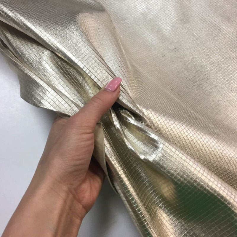 Light Gold Metallic Lambskin With Print 1.0mm/2.5oz / GOLD SQUARES 791