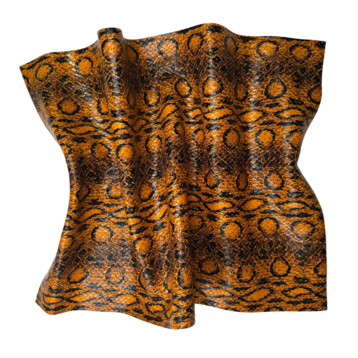 Orange Brown Snake Print Calfskin Leather Sheets 1.2mm//3oz Thick Crafting Pieces 1653