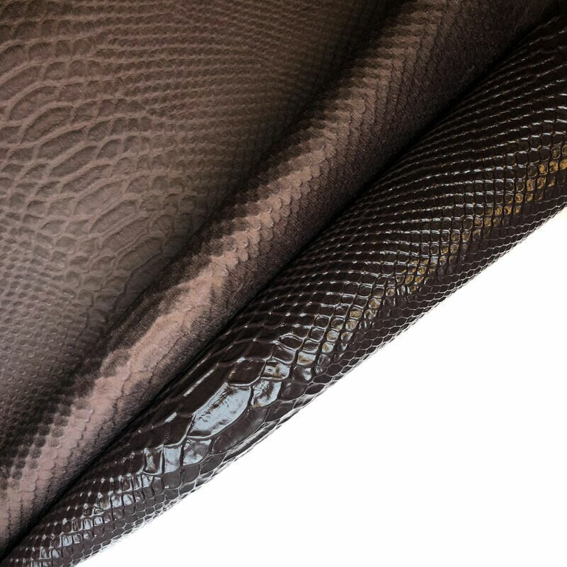 Dark Brown Lambskin Leather With Snake Print 0.7mm/1.75oz / DARK BROWN SNAKE 1038