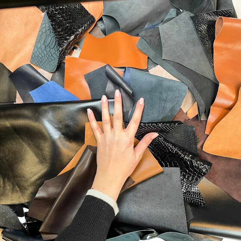 Dark Color Quality Leather Sheet Scrap Pack /  Blue Leather Mixed 1900 g /4 lbs