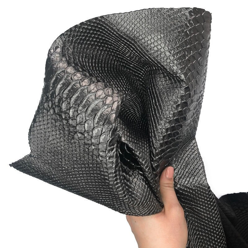 Dark Silver Snake Print Lambskin Leather 0.8mm/2oz / DARK SILVER SNAKE 893