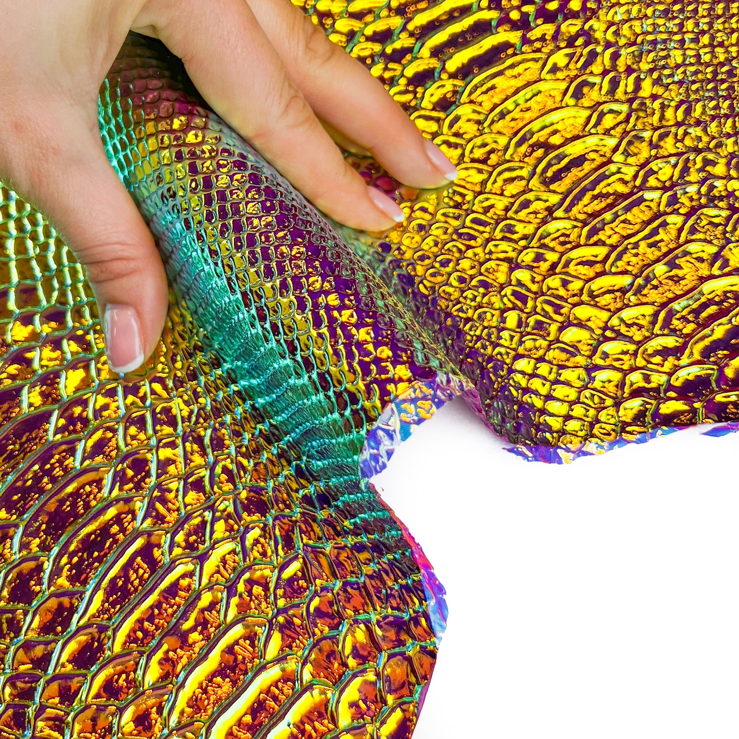 Holographic Lambskin With Snake Print 0.7mm/1.75oz Pink HOLO SNAKE 1459