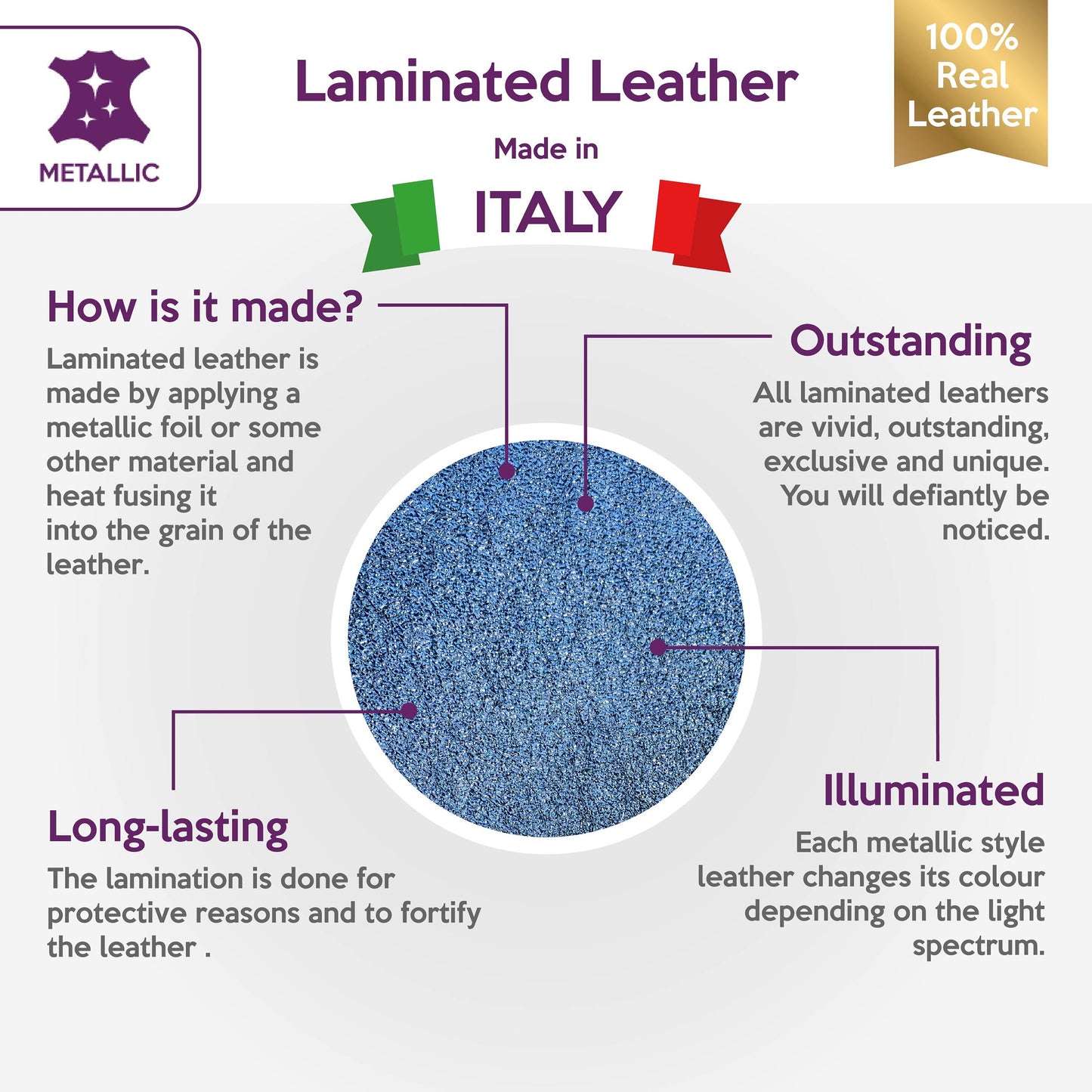 Blue Metallic Leather Sheet 2.5oz/1.0mm / BLUE VIOLET 870
