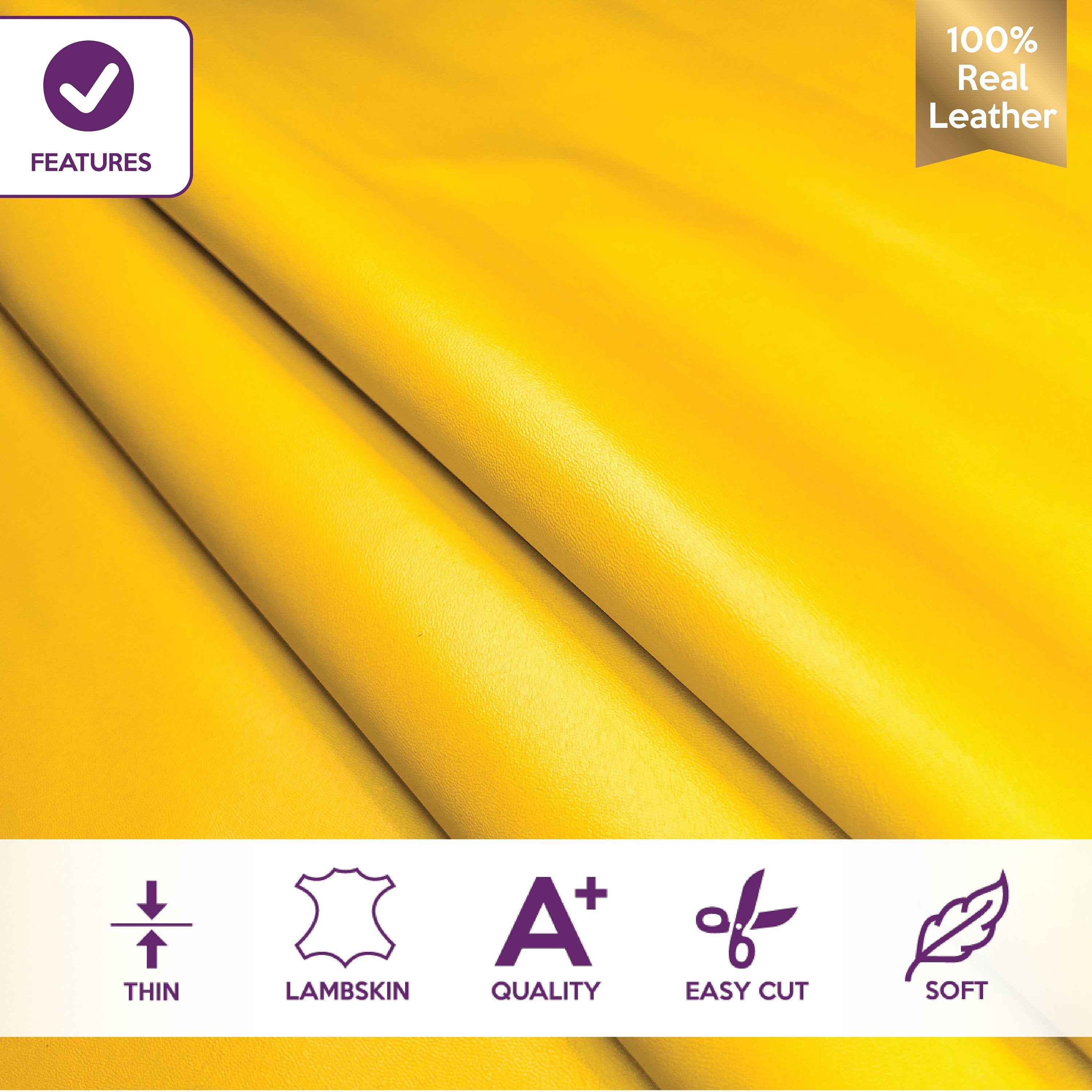 Bright Yellow Lambskin Leather 0.8-0.9mm//2-2.25oz CEYLON YELLOW 1414