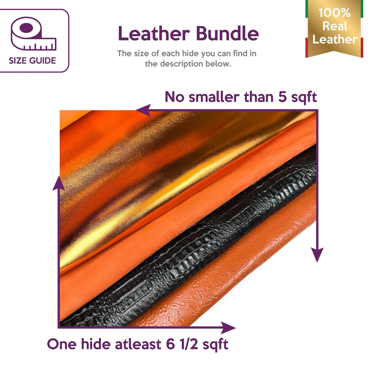 Halloween Theme Lambskin Leather Bundle of 4 Italian Skins 0.5-1.0mm / 1.25-2.5oz
