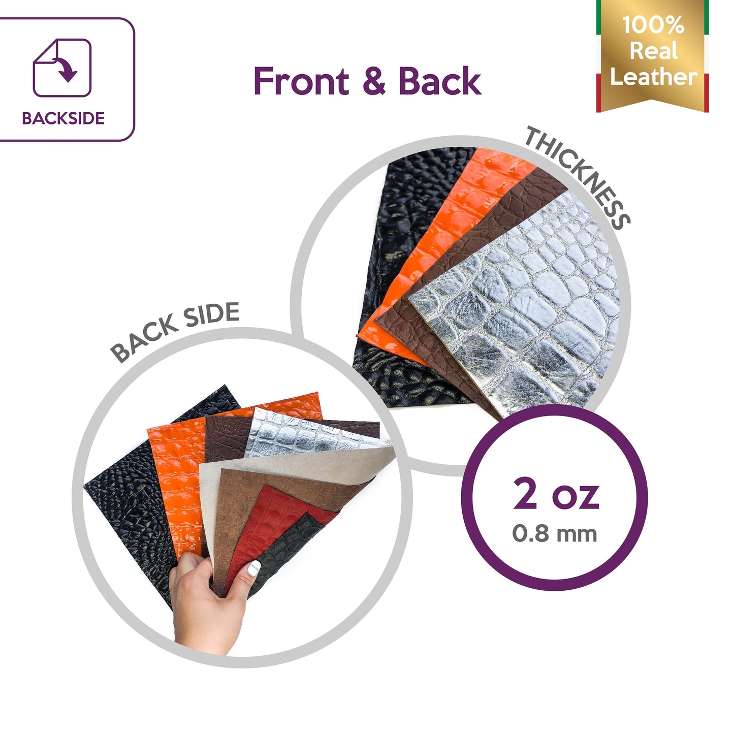 Crazy Crocodile Mix Leather Sheets 8x10in / 0.8mm/2oz