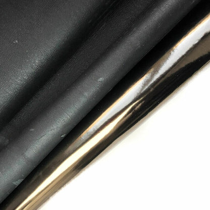 Shiny Metallic Dark Gold Lambskin Leather 0.8mm/2oz / DARK SILVER/GOLD 991