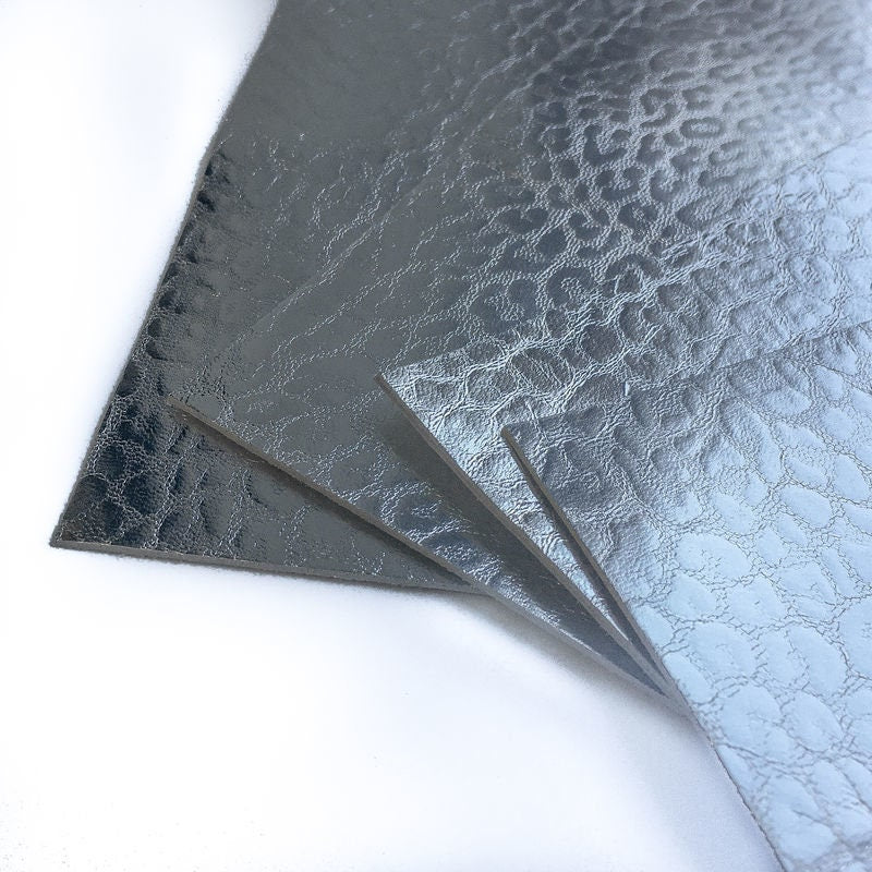 Silver Lambskin Sheets With Print 0.8mm/2oz / SILVER LEOPARD 765