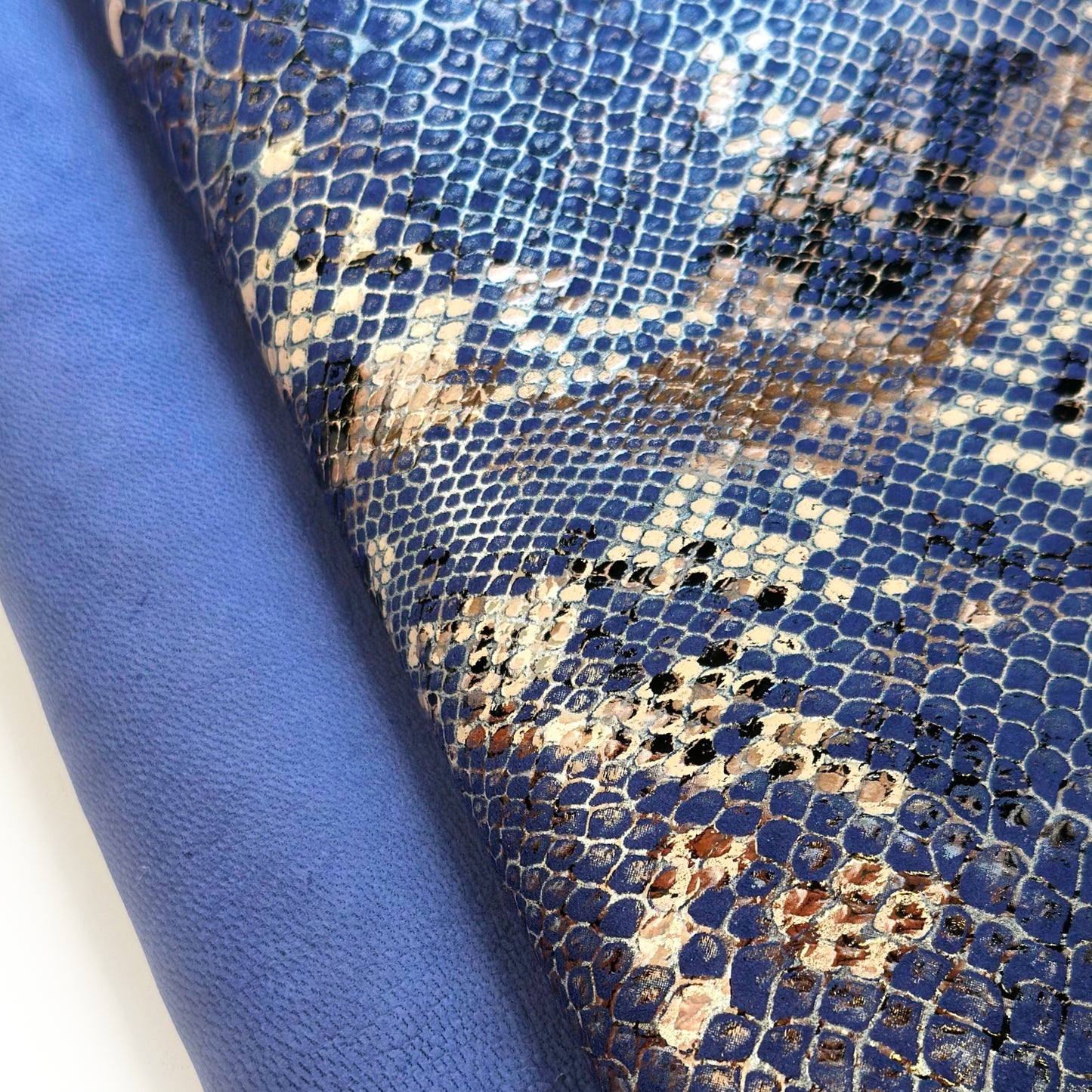 Blue Snake Print Metallic Lambskin Leather 1.75oz Hide 1633