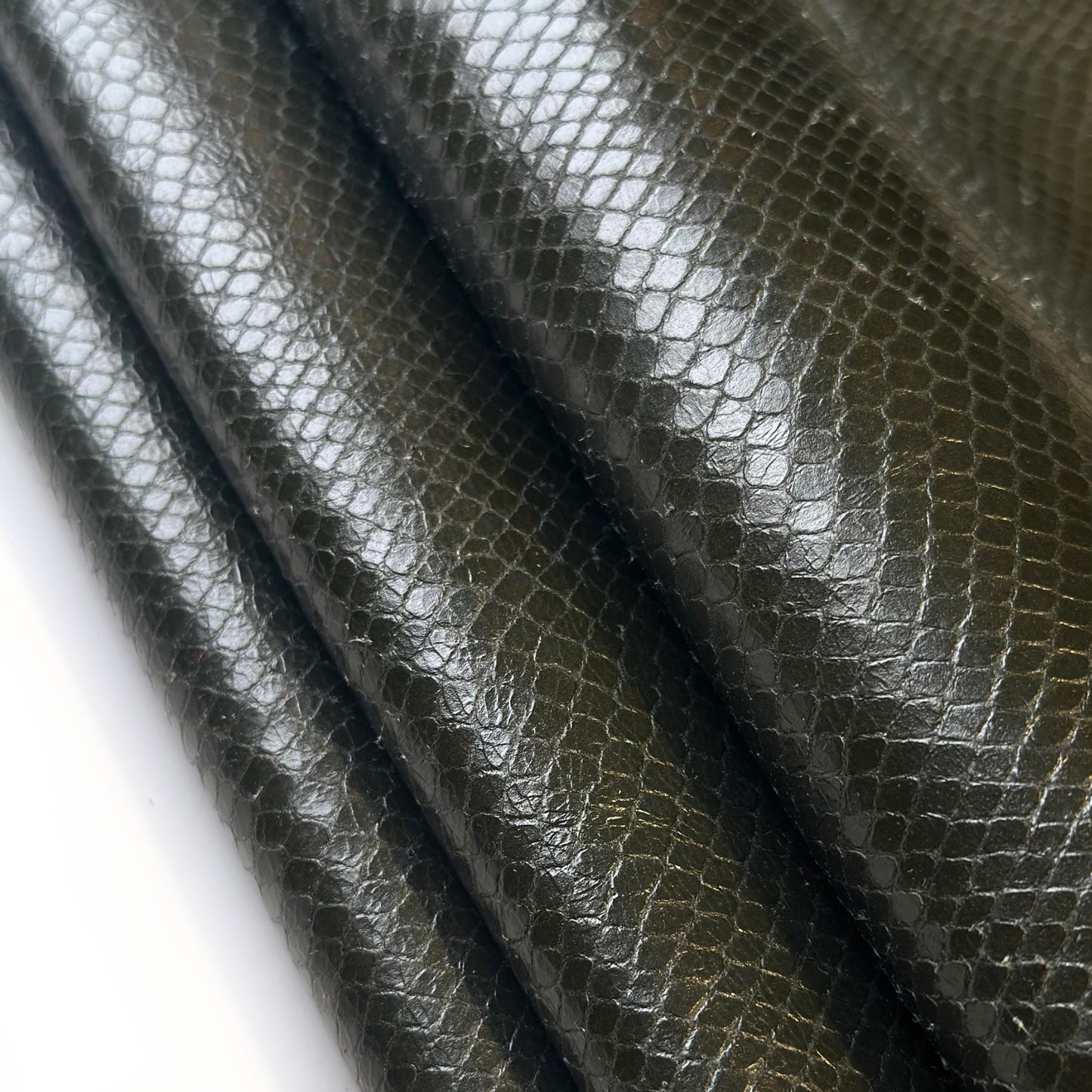 Dark Green Lambskin Leather With Print 0.7-0.8mm GREEN LIZARD 1603