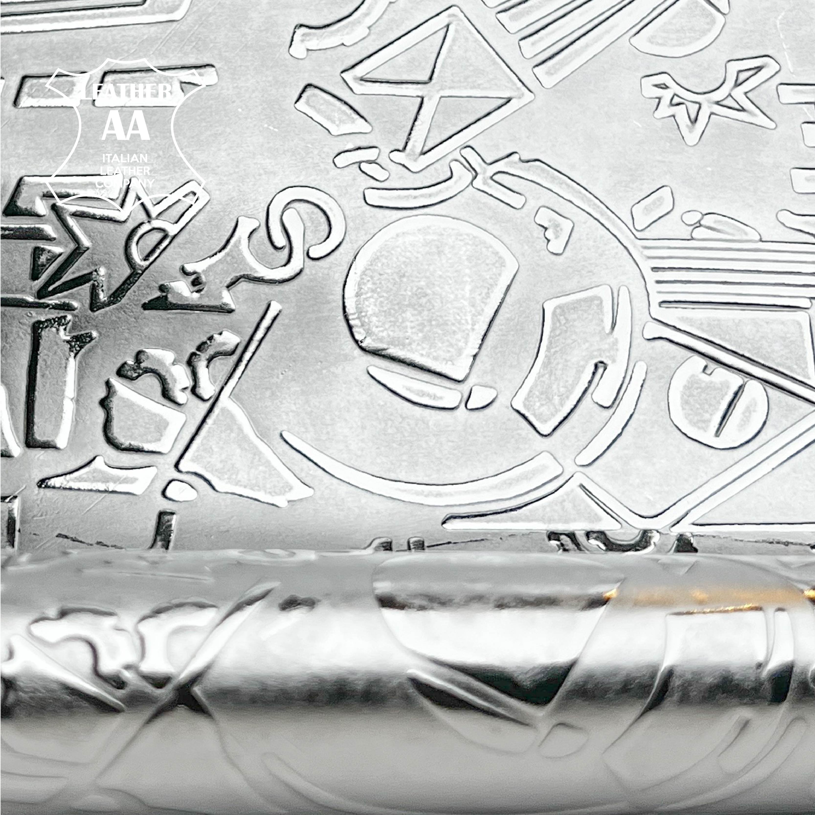 SILVER Matte Metallic Leather With Space Galaxy Print 1mm /2.5oz SILVER GALAXY 1506
