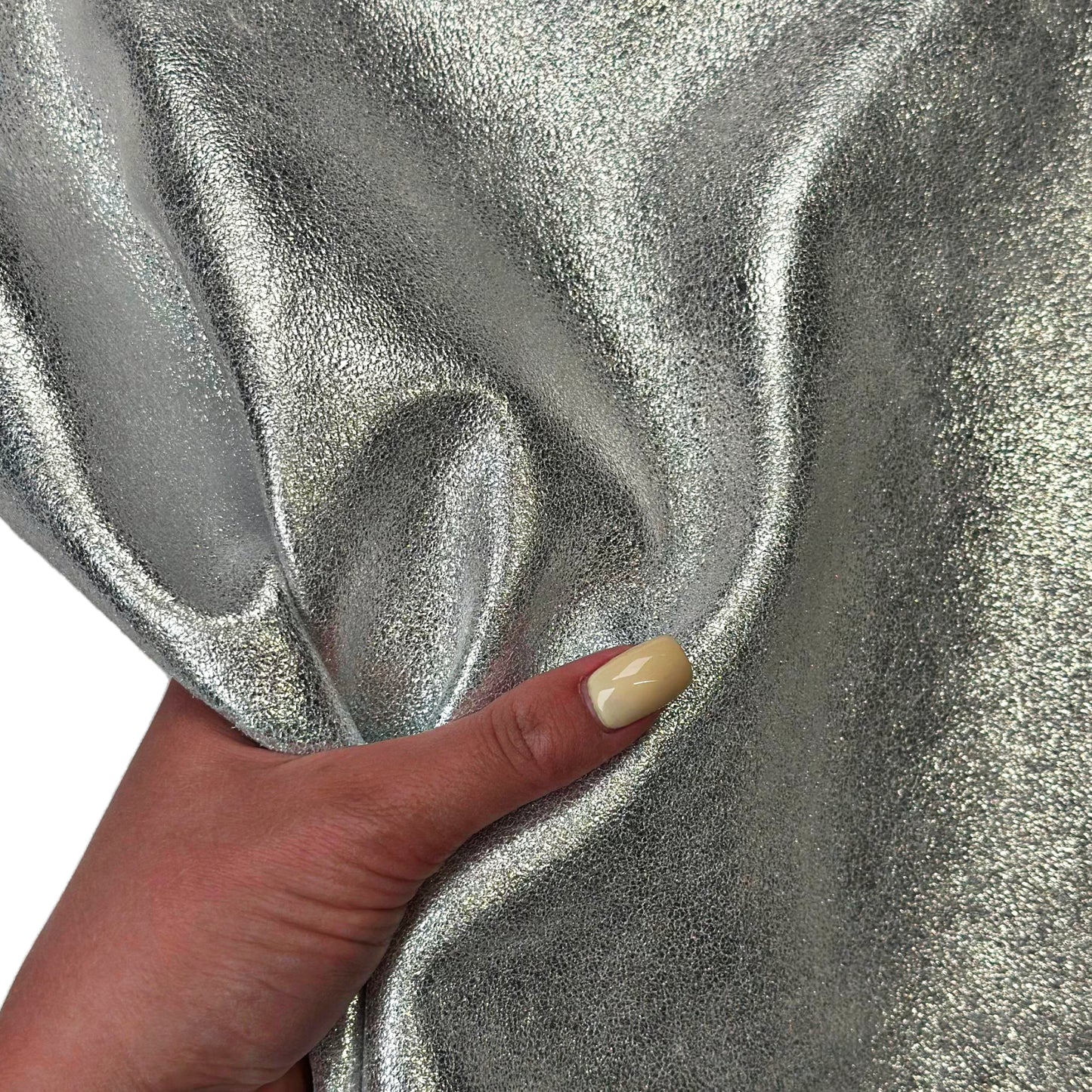 Sparkly Metallic Lambskin Leather SILVER SHIMMER 1626
