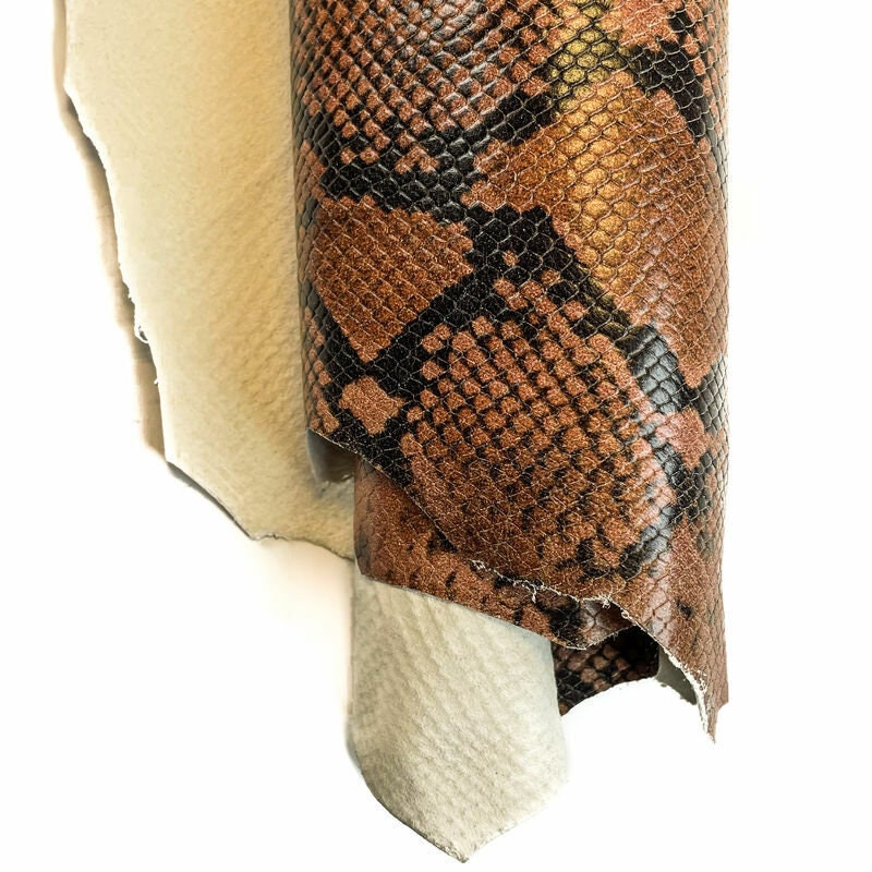 Brown Snakeskin Print Lambskin Leather 0.8mm/2oz / AUSTRALIAN SNAKE 1342