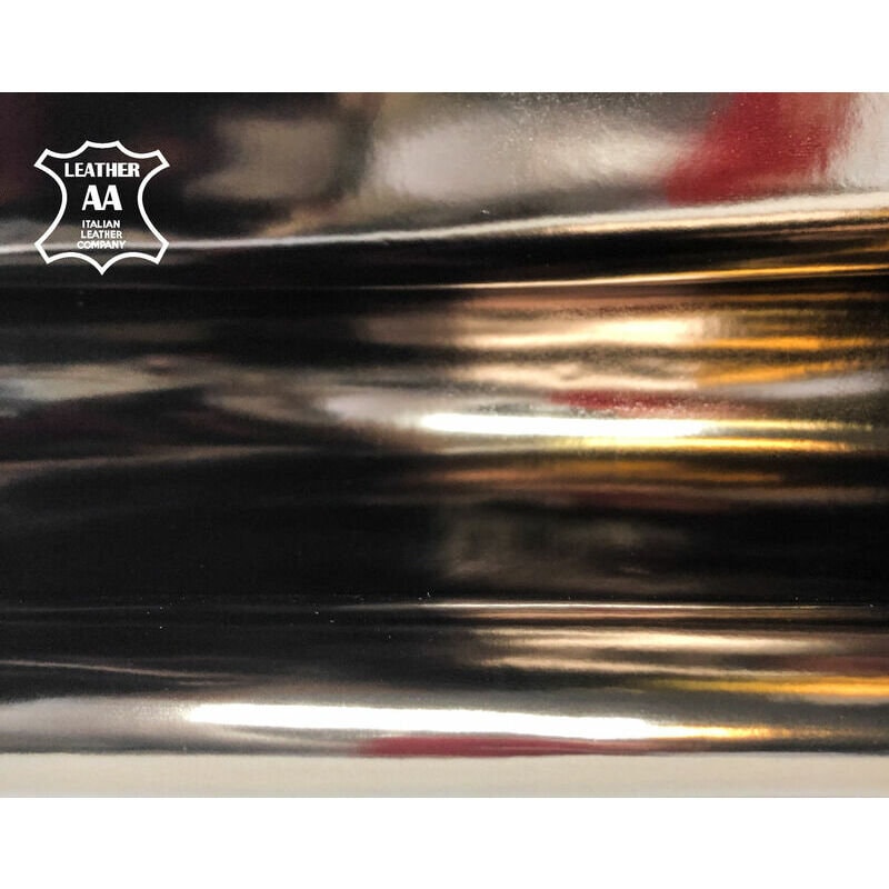 Shiny Metallic Dark Gold Lambskin Leather 0.8mm/2oz / DARK SILVER/GOLD 991