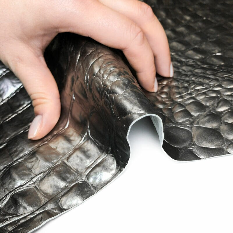 Metallic Matte Silver Crocodile Print Lambskin 0.7mm/1.75oz / MATTE SILVER CROCODILE 1046