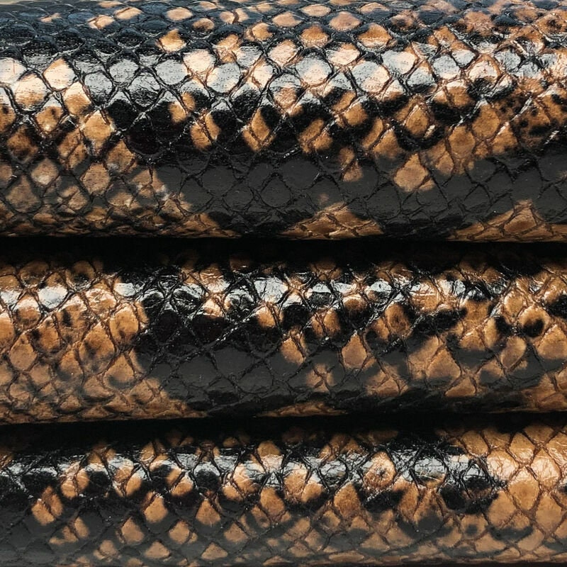 Classic Brown Snakeskin Print Lambskin  0.8mm /2oz / AMAZON SNAKE 1019