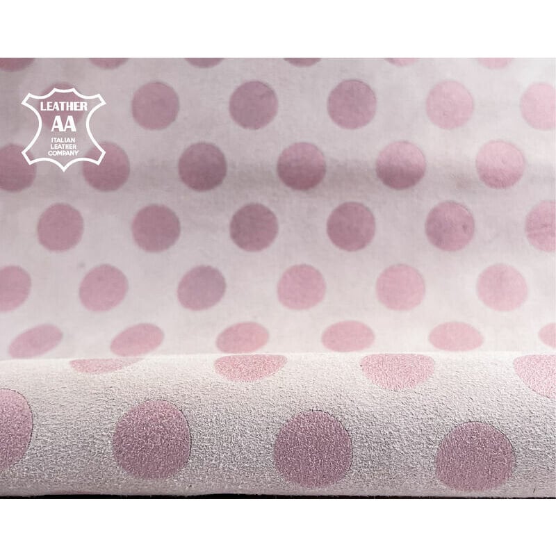 Suede Lambskin Leathedr With Pink Dots 1.0mm/2.5oz / DUSTY PINK DOTS 1090