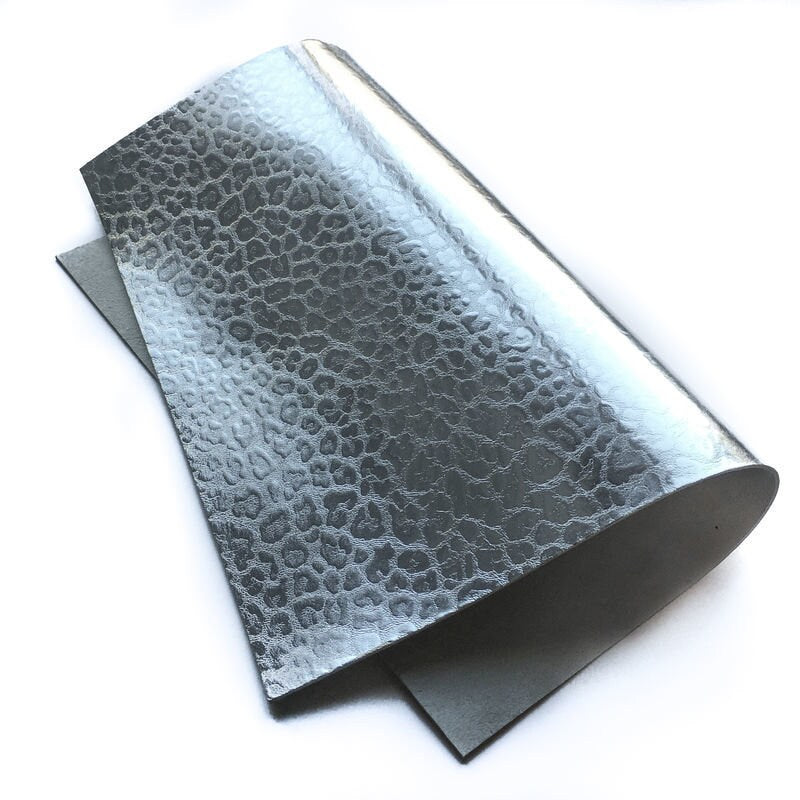 Silver Lambskin Sheets With Print 0.8mm/2oz / SILVER LEOPARD 765