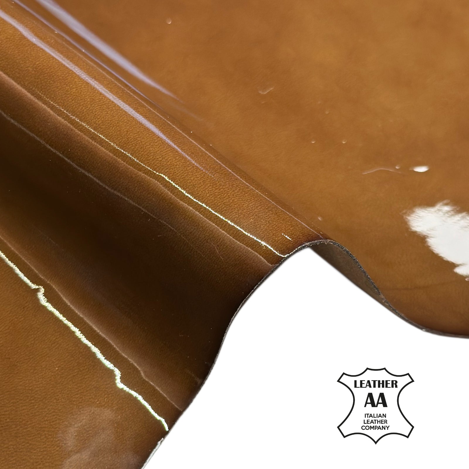 Rust Patent Lambskin Leather Glossy Skin Khaki Brown 0.9-1.0mm (2.25-2.5oz) RUSTY 1721