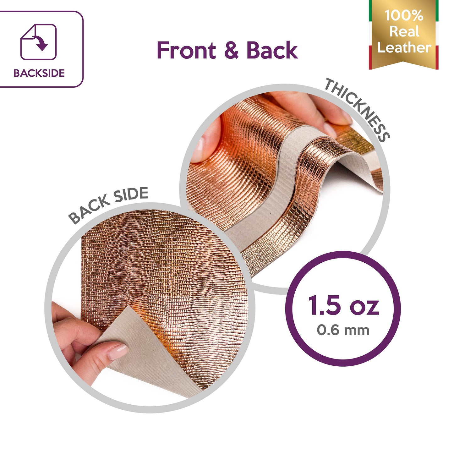 Rose Gold Lambskin Sheets With Print .6mm/1.5oz / ROSE LIZARD 1092