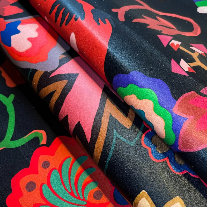 Floral Print Lambskin Leather 1.1mm/2.75oz / FLOWER FRAME 1308