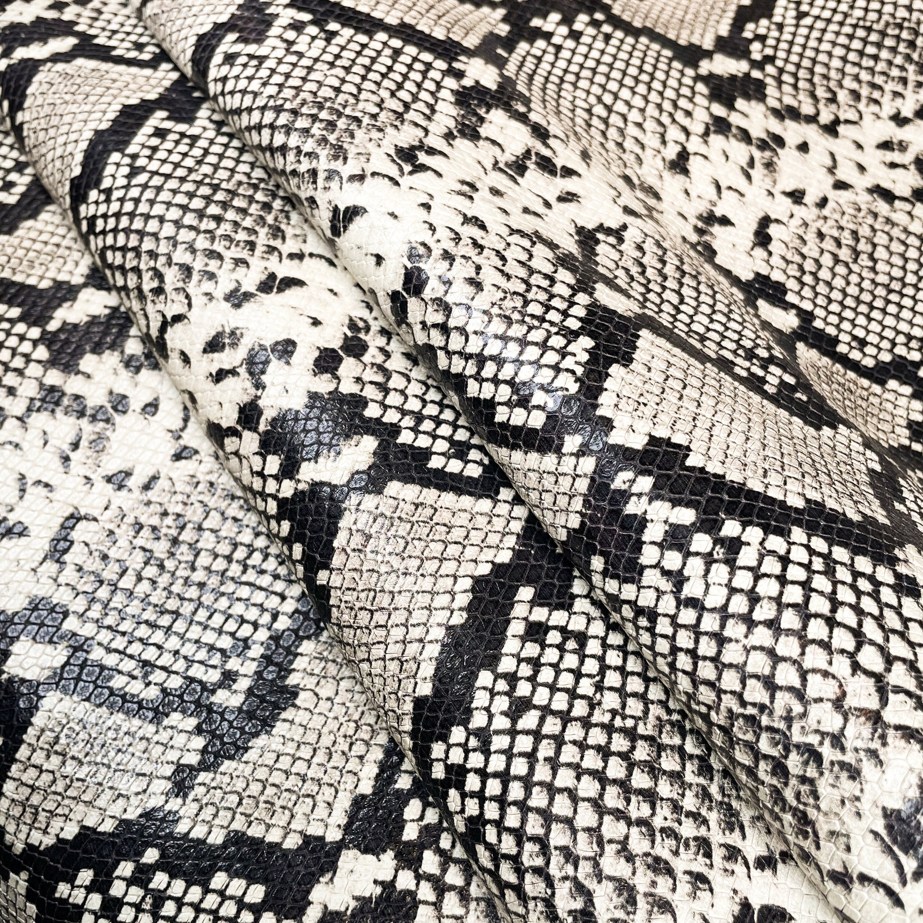 Realistic Snake Print Lambskin Leather With Embossed Scales Bundle of 7 Full Skin
