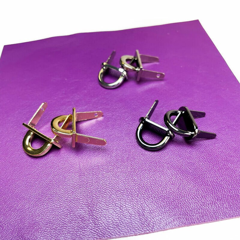 New Small Bag Hardware from Italy 2pcs Two Shoulder Strap Half-Hooks / Gunmetal, Gold or Silver Color Option