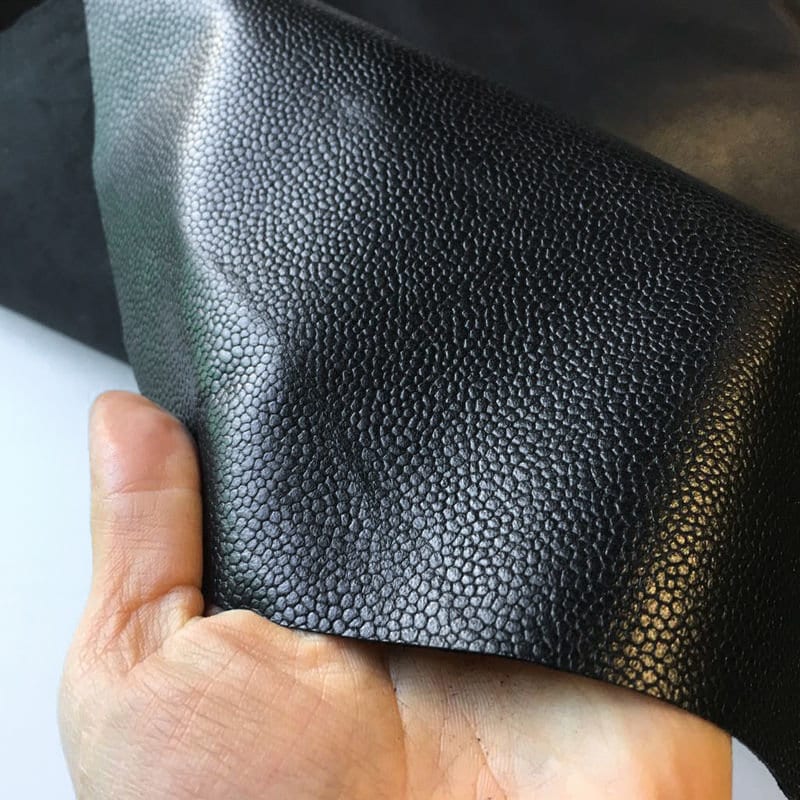 Textured Black Lambskin Leather 2oz/0.8mm / BUMPY BLACK 846